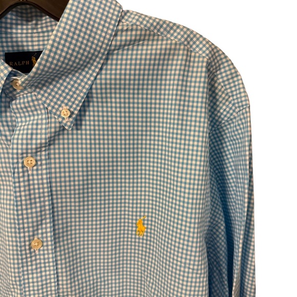 Ralph Lauren Men’s Button Down Shirt Blue/ White Gingham Sz XL - Picture 1 of 9
